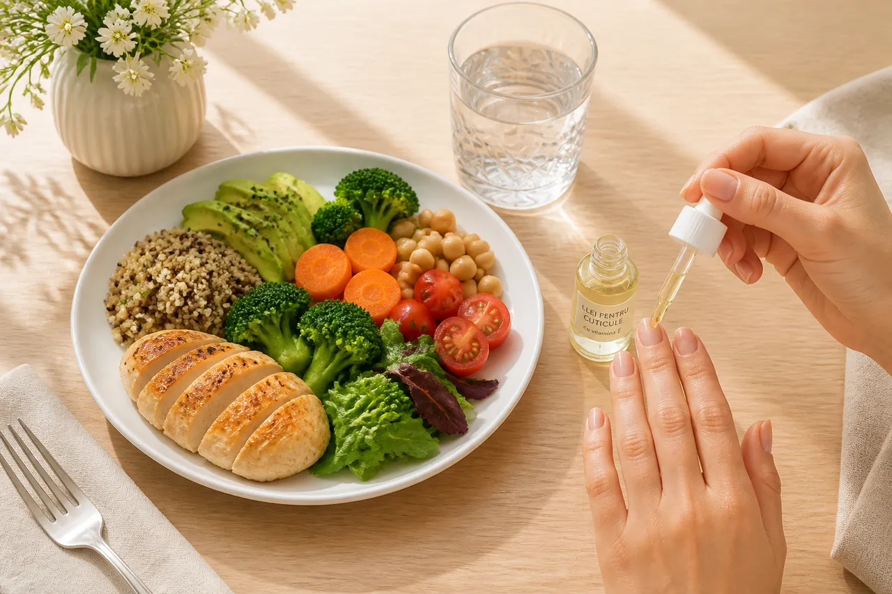 alimentație pentru unghii sănătoase și rutină de hidratare