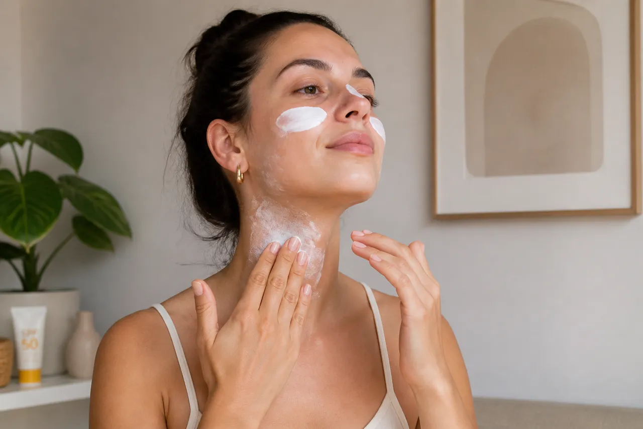 aplicarea corectă a cremei cu SPF pe față și gât